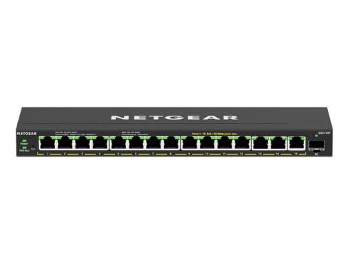 NETGEAR Plus GS316EP - Switch - gestito - 15 x 10/100/1000 (PoE+) + 1 x SFP - desktop, montaggio a parete - PoE+ (180 W)
